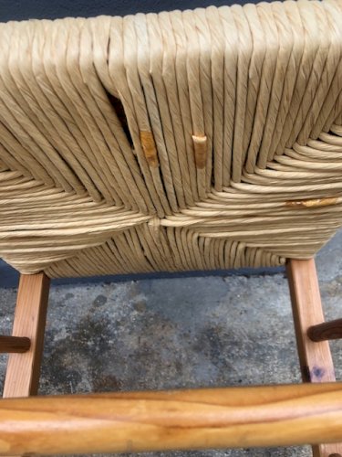 chaises en bois et paille (2 ex)