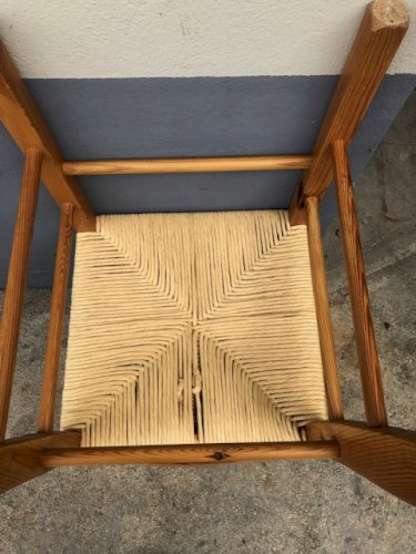 chaises en bois et paille (2 ex)