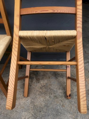 chaises en bois et paille (2 ex)