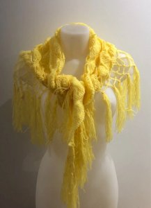 Vintage handmade yellow wool shawl