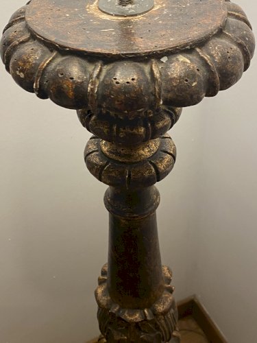 Chandelier bois dorée transformée en lampe 