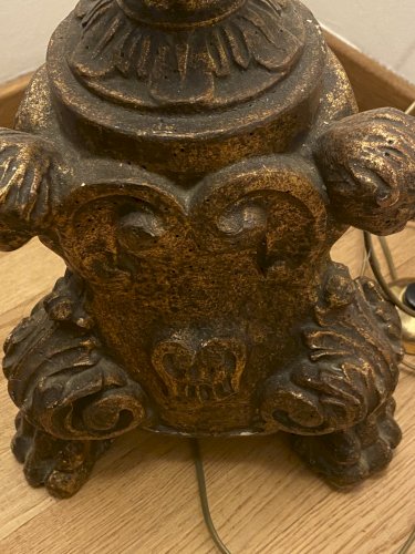 Chandelier bois dorée transformée en lampe 