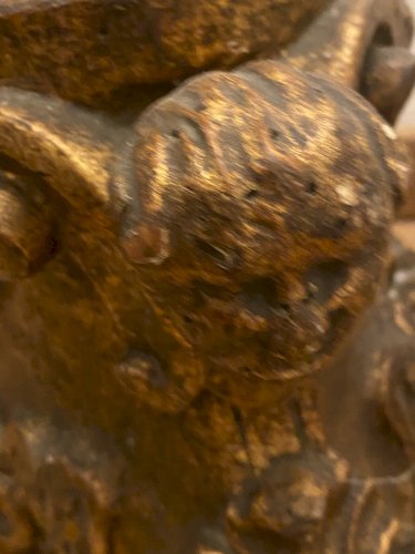 Chandelier bois dorée transformée en lampe 