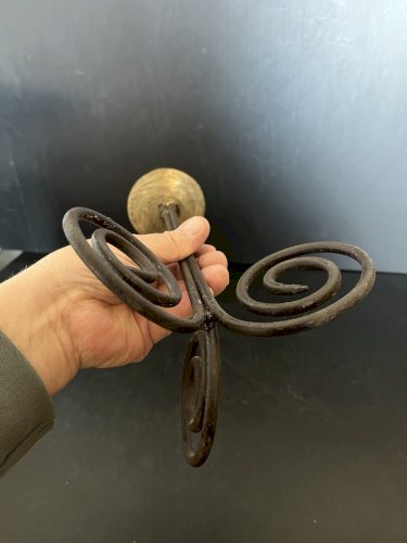 Chandelier Bougeoir trepied  Fer Forgé Design Brutaliste  vintage art populaire