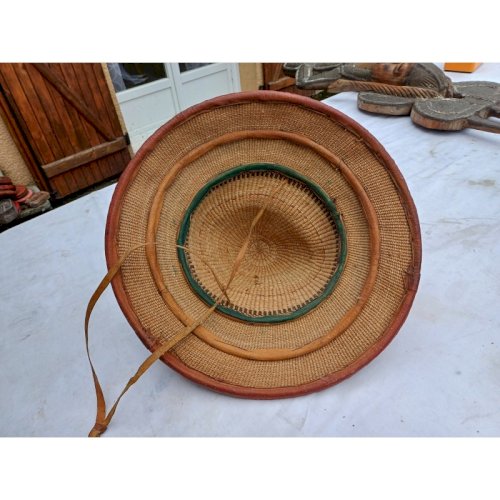 Chapeau Africain Nigéria , Paille et Cuir