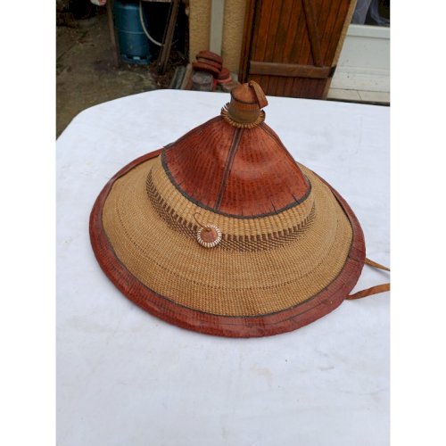 Chapeau Africain Nigéria , Paille et Cuir