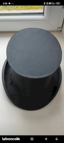 Chapeau Haut de Forme Années 1920 — Soie noire — Chapellerie de Coutances — Excellent État