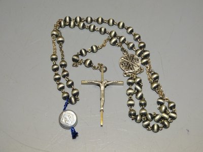 -CHAPELET ANCIEN ARGENT massif NEUF poinçon crabe & orfèvre RELIGION CHRIST