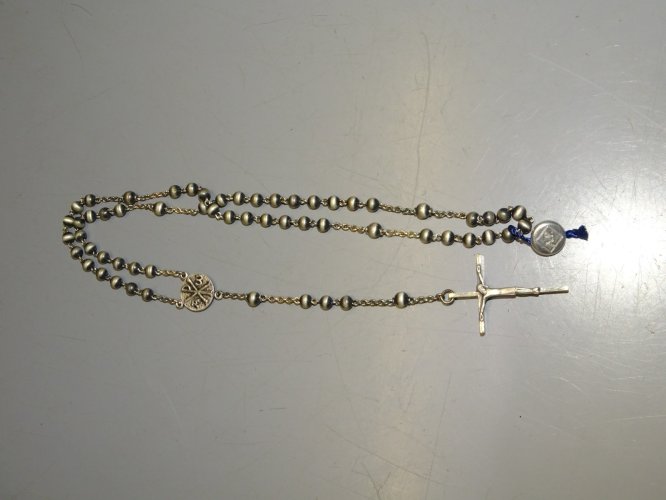 -CHAPELET ANCIEN ARGENT massif NEUF poinçon crabe & orfèvre RELIGION CHRIST