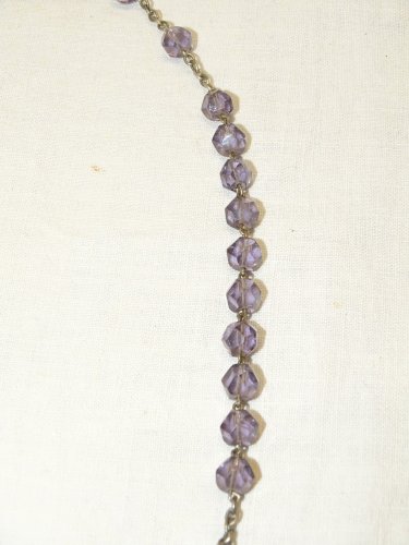 - CHAPELET ANCIEN PERLES de VERRE TAILLE couleur  MAUVE CROIX ARGENT JESUS   D