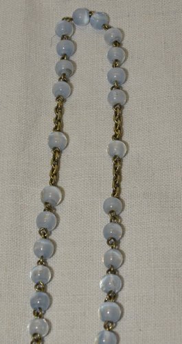 -CHAPELET ARGENT Poinçon CRABE PERLES de VERRE  dans sa BOITE OEUF en COROZO   D
