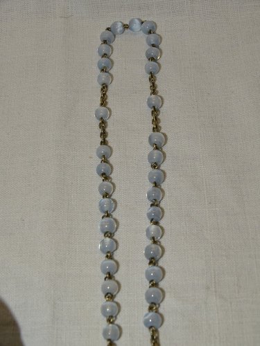 -CHAPELET ARGENT Poinçon CRABE PERLES de VERRE  dans sa BOITE OEUF en COROZO   D