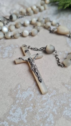 chapelet oversize ancien en nacre du XIX EME