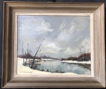 CHARLES CUZIN : HUILE SUR PANNEAU PAYSAGE De NEIGE XIXEME