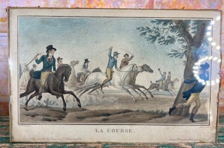 Charles Vernet – The Race – 19th Century Engraving – Equestrian Scene – Darcis