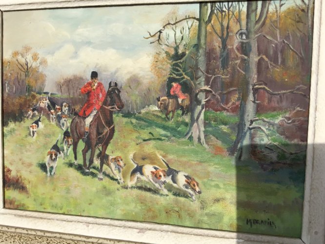 " Chasse à Courre  " Belle peinture de M. DRAPIER