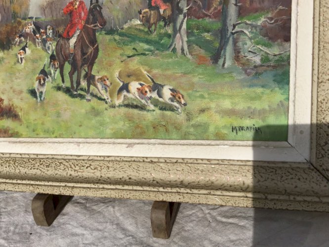 " Chasse à Courre  " Belle peinture de M. DRAPIER