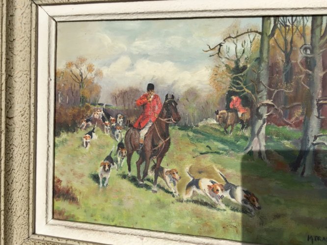 " Chasse à Courre  " Belle peinture de M. DRAPIER