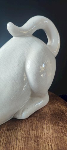 Chat en céramique craquelée vintage 30 cm