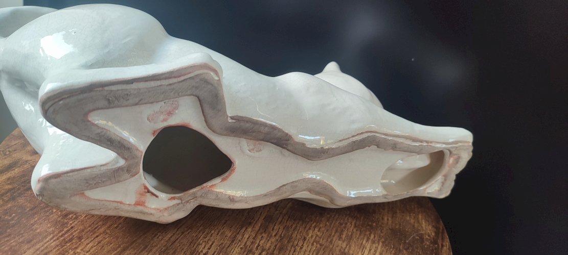 Chat en céramique craquelée vintage 30 cm