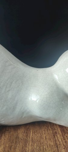 Chat en céramique craquelée vintage 30 cm