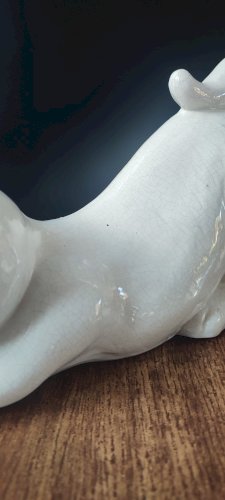 Chat en céramique craquelée vintage 30 cm