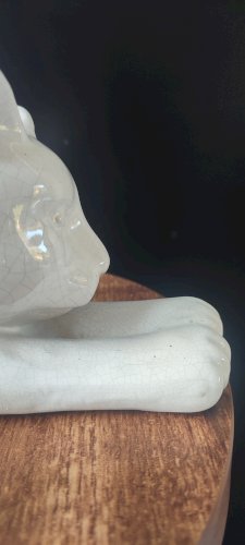 Chat en céramique craquelée vintage 30 cm