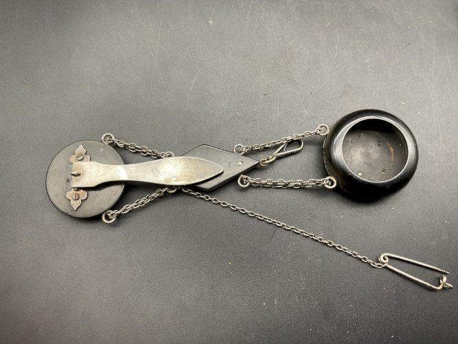 CHÂTELAINE Clavet de Châtelaine et Montre Argent Bakélite, XIXème Napoleon III .