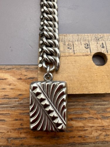 Châtelaine XIXe Chaîne Gourmette Pendentif Gothique Médiéval Vintage Unisexe