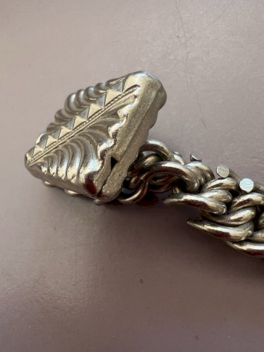 Châtelaine XIXe Chaîne Gourmette Pendentif Gothique Médiéval Vintage Unisexe