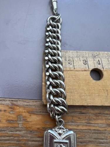 Châtelaine XIXe Chaîne Gourmette Pendentif Gothique Médiéval Vintage Unisexe