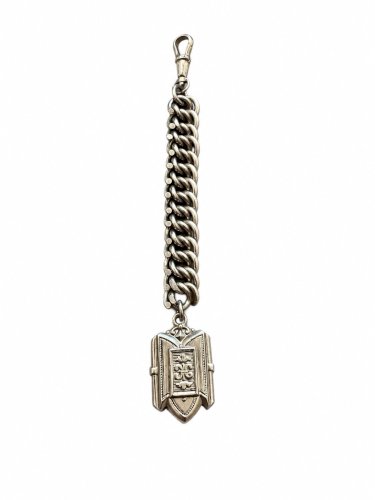 Châtelaine XIXe Chaîne Gourmette Pendentif Gothique Médiéval Vintage Unisexe
