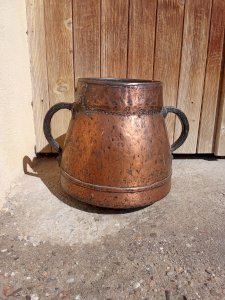 Chaudron ancien du xix siècle en cuivre massif