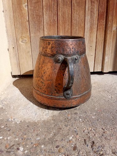 Chaudron ancien du xix siècle en cuivre massif