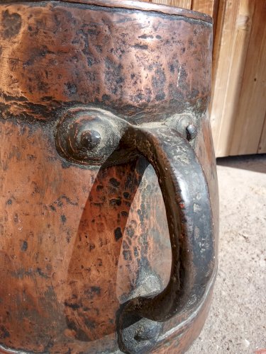 Chaudron ancien du xix siècle en cuivre massif