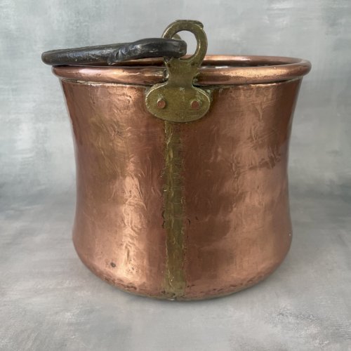 Chaudron ancien en cuivre idéal cache pot , fond et jointure restauré Ø~21cm