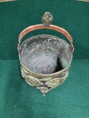 CHAUDRON PORTE POT EN CUIVRE ET BRONZE
