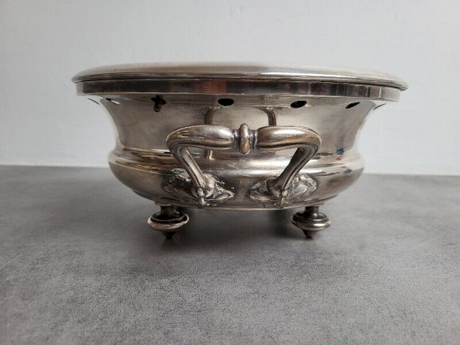 CHAUFFE PLAT EN METAL ARGENTE ANCIEN DU XIX ème SIECLE