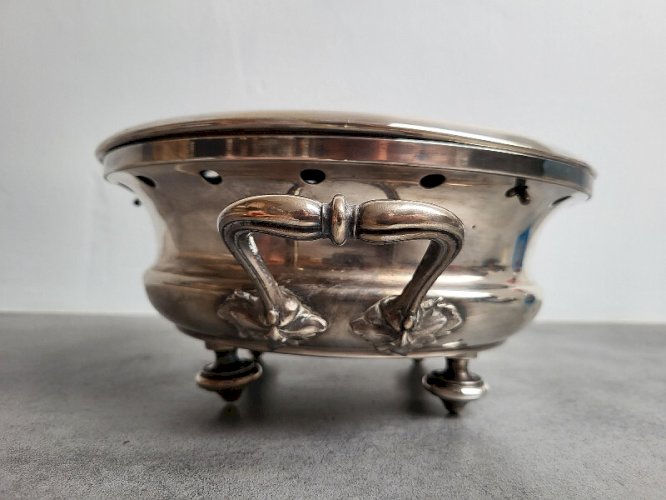 CHAUFFE PLAT EN METAL ARGENTE ANCIEN DU XIX ème SIECLE
