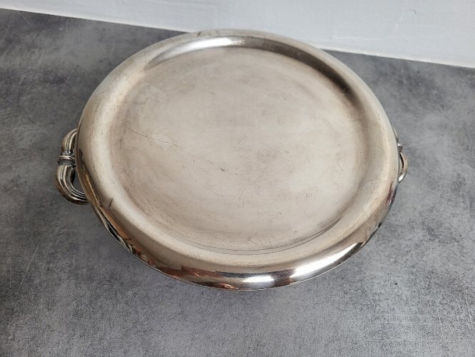 CHAUFFE PLAT EN METAL ARGENTE ANCIEN DU XIX ème SIECLE
