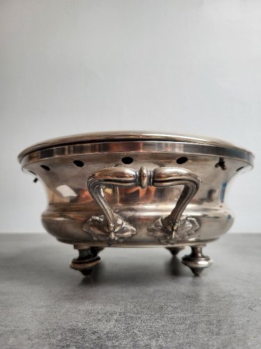 CHAUFFE PLAT EN METAL ARGENTE ANCIEN DU XIX ème SIECLE