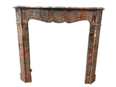 Louis XV style fireplace Model "Pompadour" Gray Rose Marble 20th century