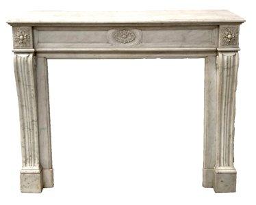 Louis XVI Style Fireplace in Veined White Carrara Marble, 19th Century