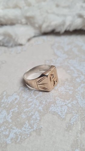 Chevalière ancienne homme Argent et or 18 carats