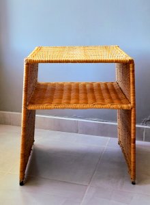 1960 wicker bedside table or end table