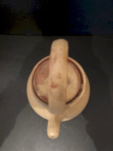 chevrette gargoulette cruche terre vernisée jaune art populaire numérotée 2