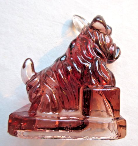 Chien Fox Terrier WESTIE Art Déco en verre rouge, figurine