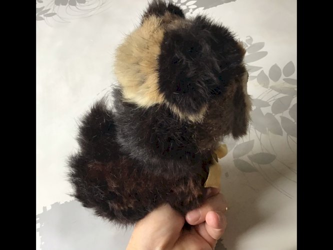 CHIEN VINTAGE FOURRURE qui bouge la tête  plage arrière de voiture