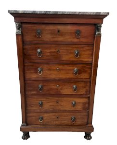 Empire-style mahogany and veneer chest of drawers, 19th century