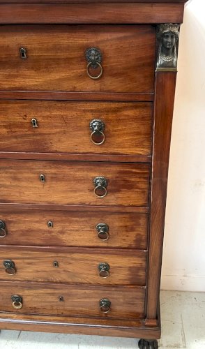Chiffonnier d'époque Empire en acajou et placage XIX siècle